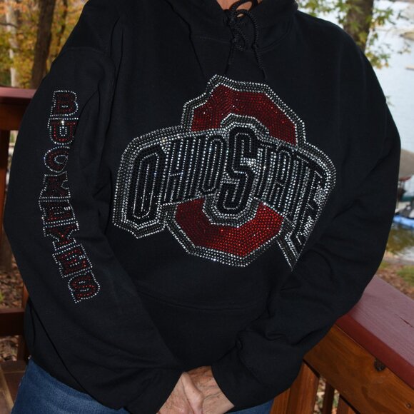 Ohio State rhinestone bling hoodie designs on sleeves S M L XL … - Picture 9 of 9
